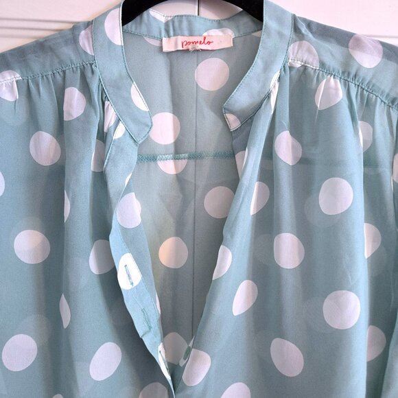 Sheer Mint Polka Dot Shirt - Picture 3 of 5